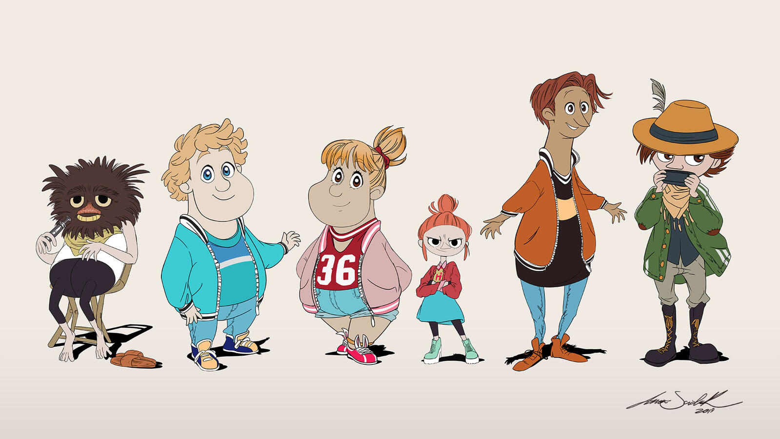 Moomins Personal project where my prompt was to reimagine Moomin characters as humans in today's world.